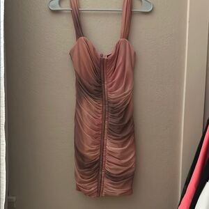 Zara Pink Ruched Bodycon Mini Dress